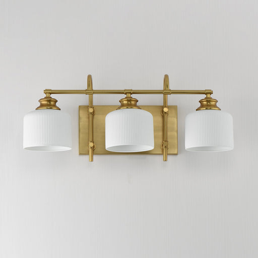 Bisque 3 Light Bath Vanity Light in Natural Aged Brass