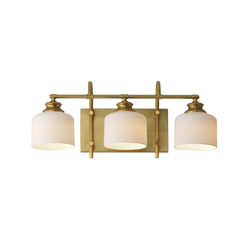 Bisque 3 Light Bath Vanity Light in Natural Aged Brass