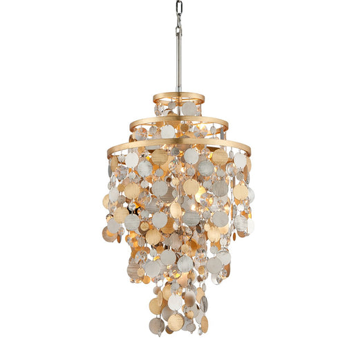 Ambrosia 5-Light Chandelier in Silver & Gold Leaf & Stainless