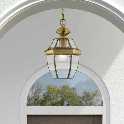 Monterey Small Outdoor Pendant Lantern in Antique Brass