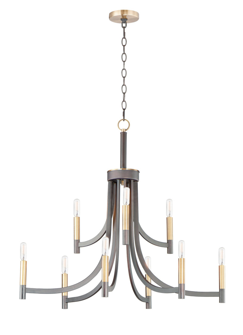 Lyndon 9 Light Chandelier in Bronze / Antique Brass