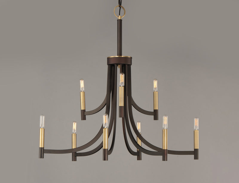 Lyndon 9 Light Chandelier in Bronze / Antique Brass