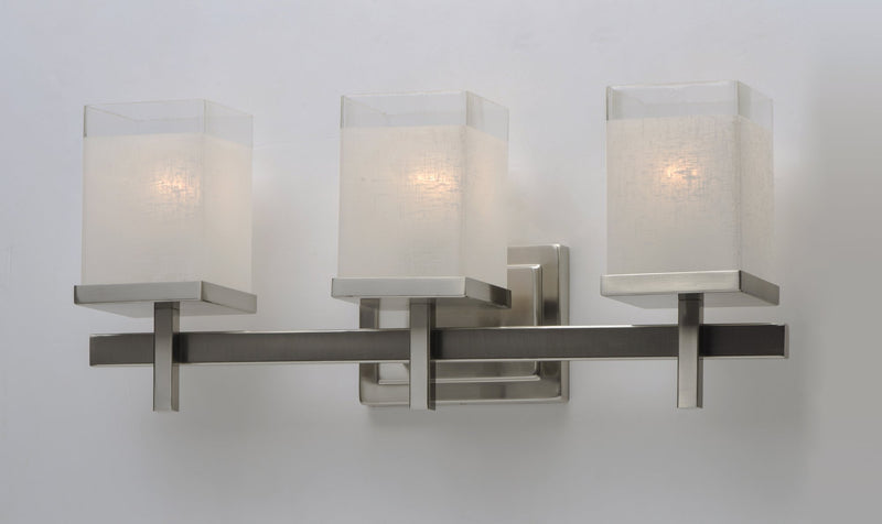 Tetra 3 Light Bath Vanity Light in Satin Nickel