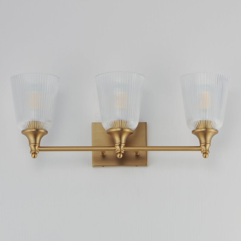 Julip 3 Light Bath Vanity Light in Natural Aged Brass