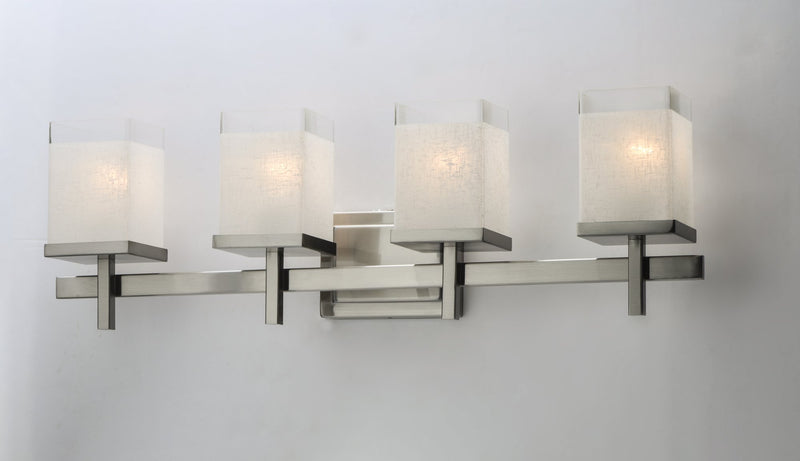 Tetra 4 Light Bath Vanity Light in Satin Nickel
