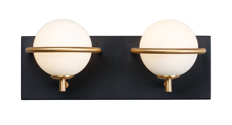 Revolve 2 Light LED Bath Vanity Light in Black / Gold