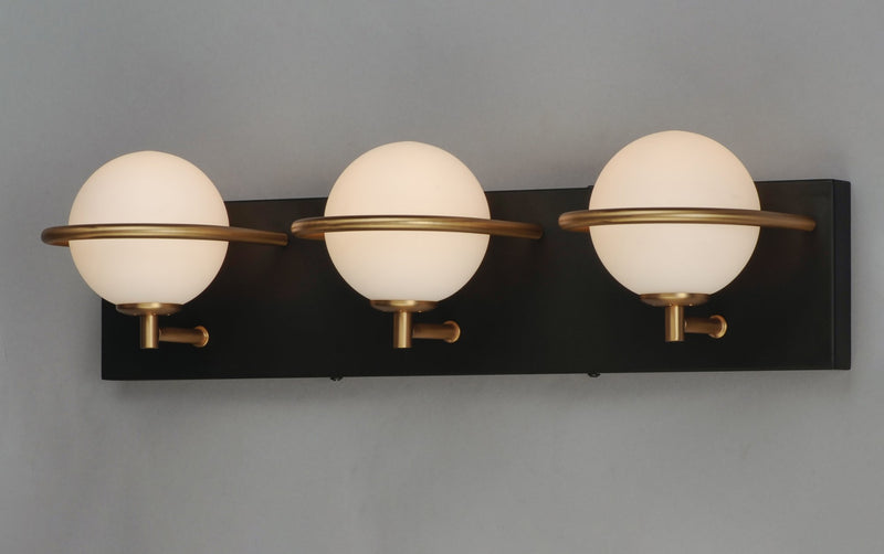 Revolve 3 Light LED Bath Vanity Light in Black / Gold