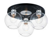 Vessel 3 Light Flush Mount in Black / Brushed Aluminum