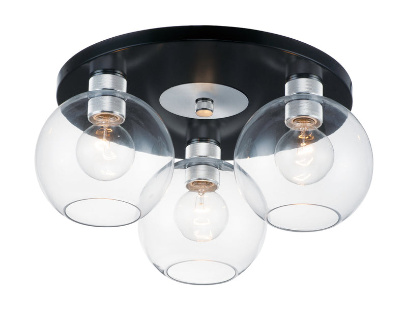 Vessel 3 Light Flush Mount in Black / Brushed Aluminum
