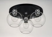 Vessel 3 Light Flush Mount in Black / Brushed Aluminum