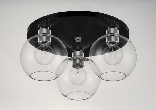 Vessel 3 Light Flush Mount in Black / Brushed Aluminum