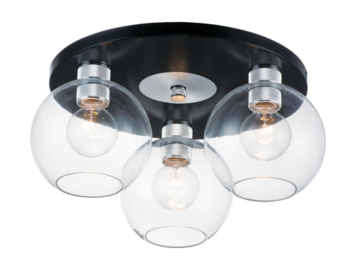 Vessel 3 Light Flush Mount in Black / Brushed Aluminum
