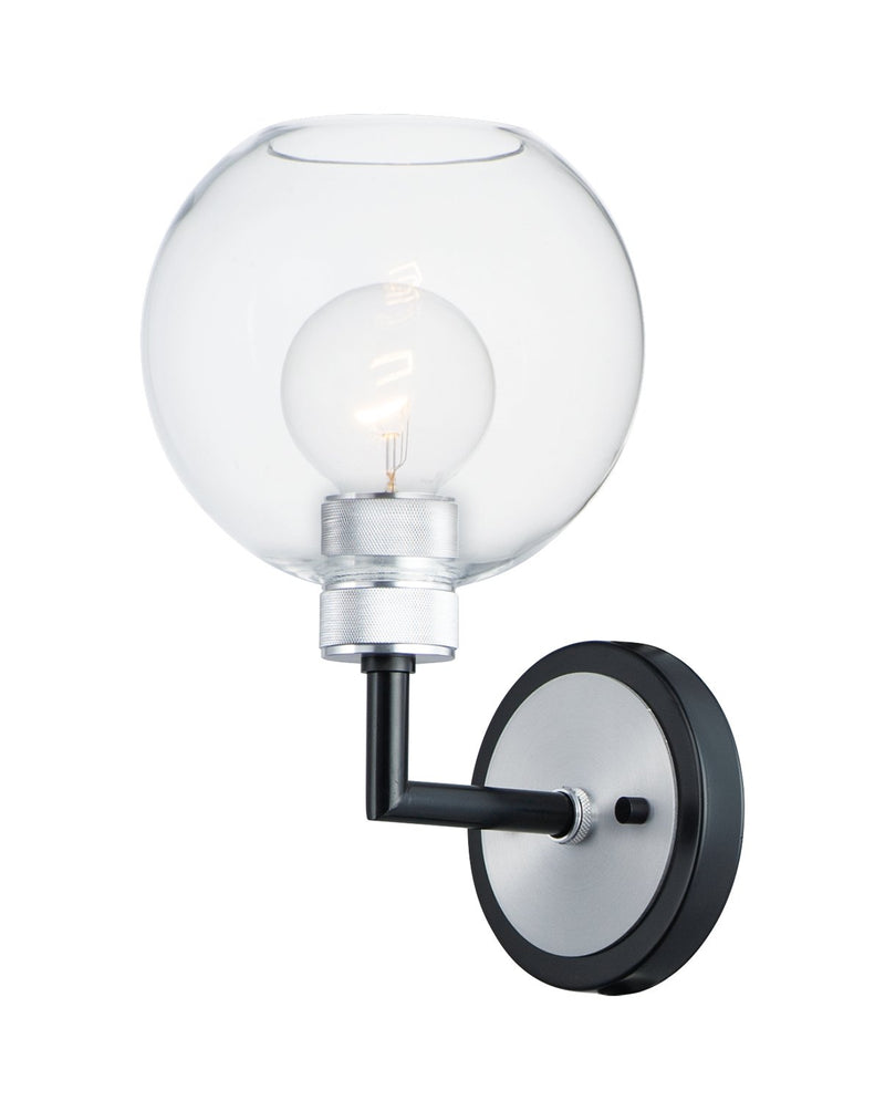 Vessel 1 Light Wall Sconce in Black / Brushed Aluminum