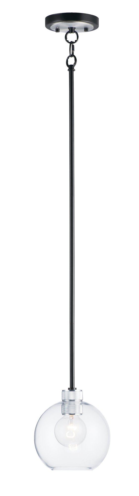 Vessel 1 Light Mini Pendant in Black / Brushed Aluminum