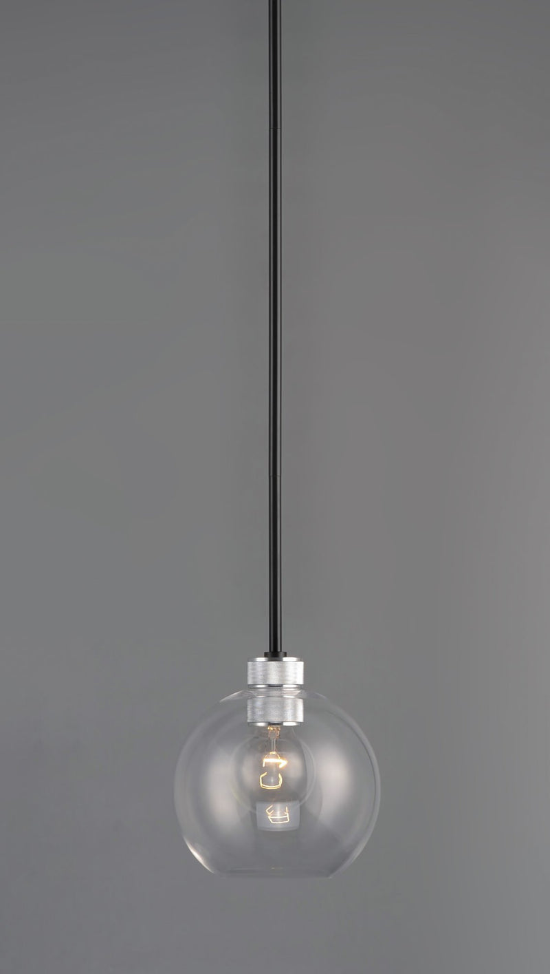 Vessel 1 Light Mini Pendant in Black / Brushed Aluminum