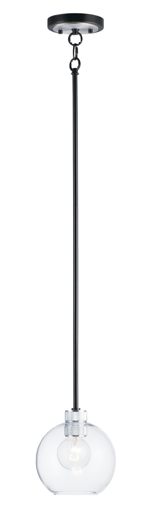 Vessel 1 Light Mini Pendant in Black / Brushed Aluminum