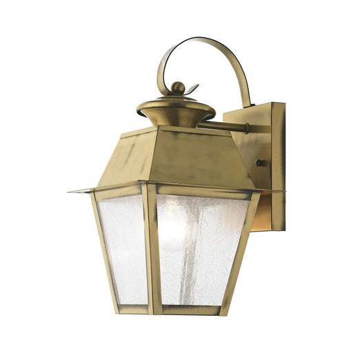 Mansfield Small Outdoor Wall Lantern in Antique Brass