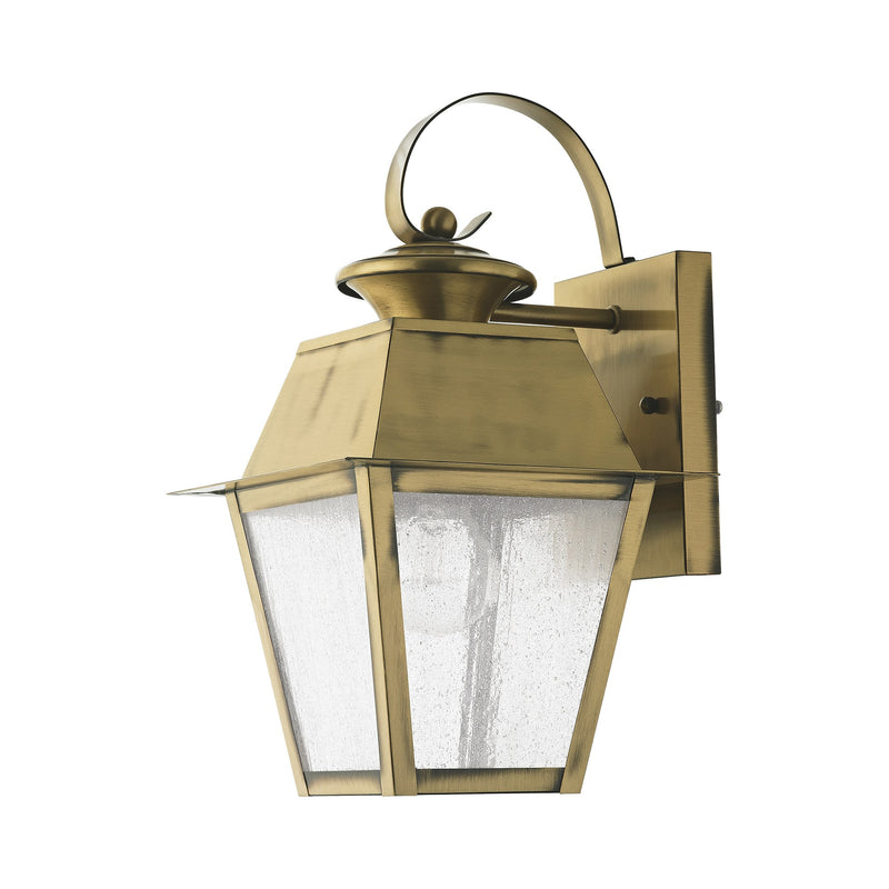 Mansfield Small Outdoor Wall Lantern in Antique Brass