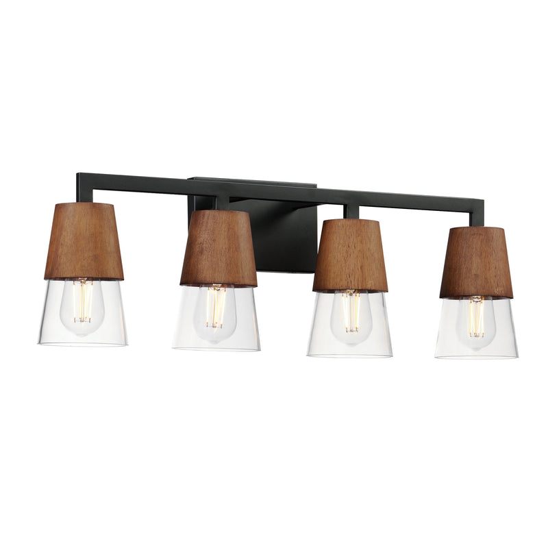 Carpenter 4 Light Bath Vanity Light in Walnut / Black
