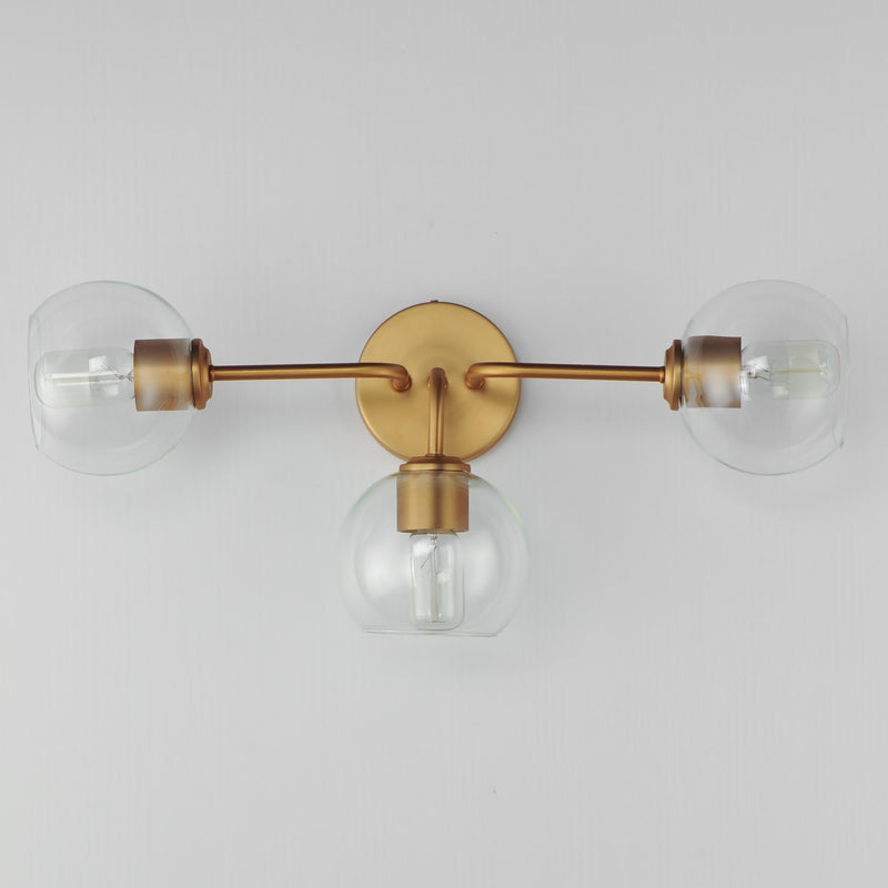 Knox 3 Light Bath Vanity Light in Natural Aged Brass