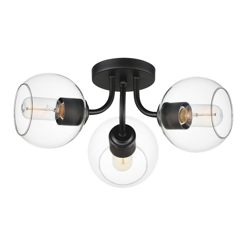Knox 3 Light Semi-Flush Mount in Black
