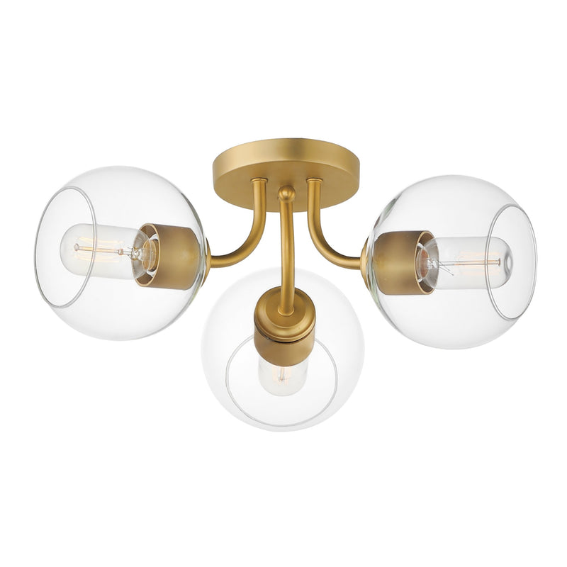 Knox 3 Light Semi-Flush Mount in Natural Aged Brass