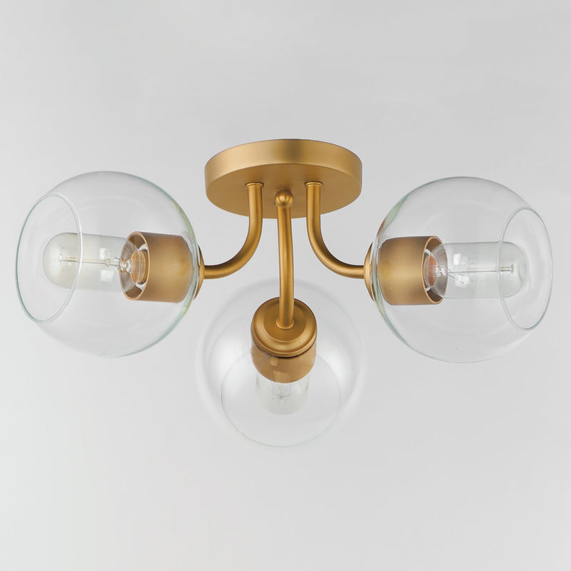 Knox 3 Light Semi-Flush Mount in Natural Aged Brass
