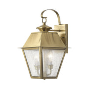 Mansfield 2-Light Medium Outdoor Wall Lantern in Antique Brass