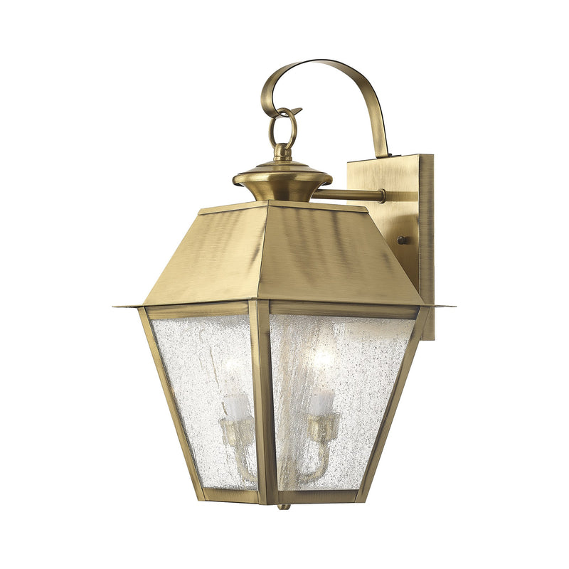 Mansfield 2-Light Medium Outdoor Wall Lantern in Antique Brass