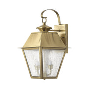 Mansfield 2-Light Medium Outdoor Wall Lantern in Antique Brass