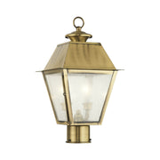 Mansfield 2-Light Medium Outdoor Post Light in Antique Brass