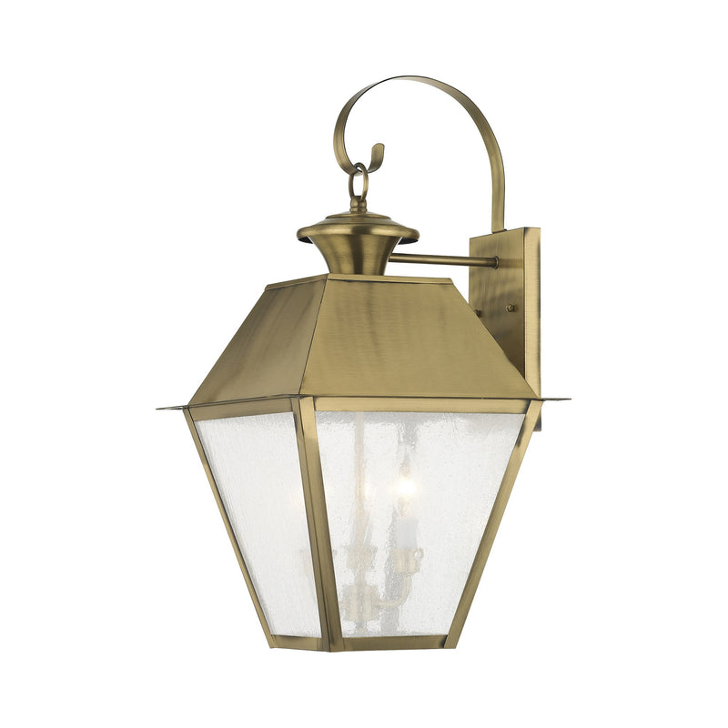 Mansfield 3-Light Large Outdoor Wall Lantern in Antique Brass