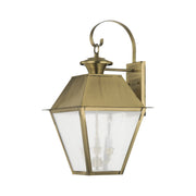 Mansfield 3-Light Large Outdoor Wall Lantern in Antique Brass