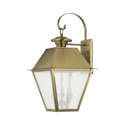 Mansfield 3-Light Large Outdoor Wall Lantern in Antique Brass