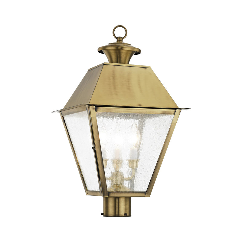 Mansfield 3-Light Large Outdoor Post Light in Antique Brass