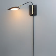 Scan LED Swing Arm Wall Lamp in Black / Satin Brass