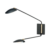 Scan 2 Light LED Swing Arm Wall Lamp in Black / Satin Brass