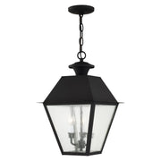 Mansfield 3-Light Large Outdoor Pendant Lantern in Black