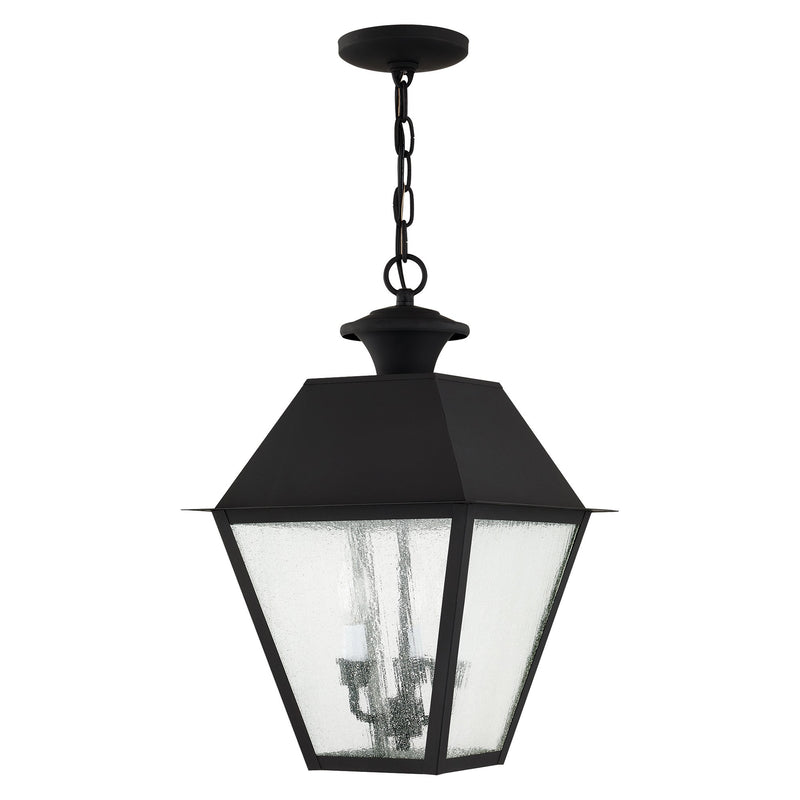 Mansfield 3-Light Large Outdoor Pendant Lantern in Black