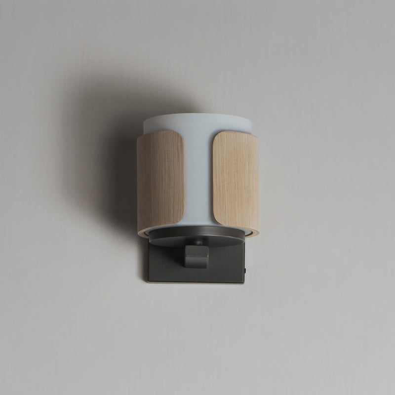 Draughtsman 1 Light Wall Sconce in Natural Wood / Charcoal