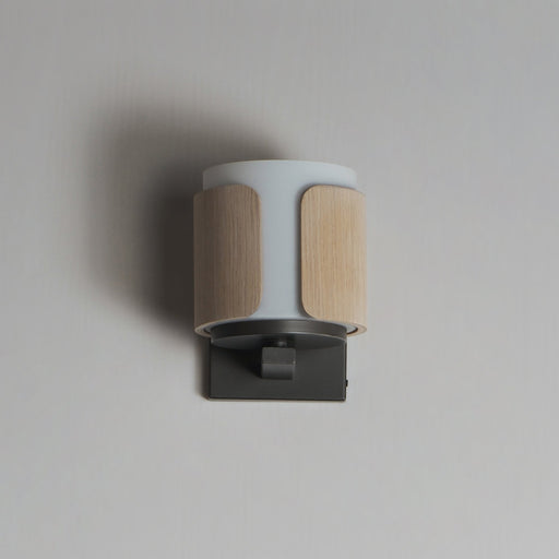 Draughtsman 1 Light Wall Sconce in Natural Wood / Charcoal
