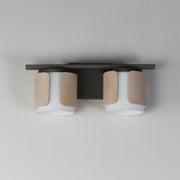 Draughtsman 2 Light Bath Vanity Light in Natural Wood / Charcoal