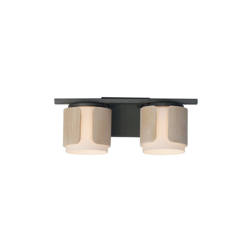 Draughtsman 2 Light Bath Vanity Light in Natural Wood / Charcoal