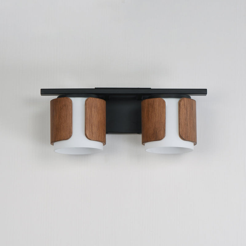 Draughtsman 2 Light Bath Vanity Light in Walnut / Black