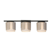 Draughtsman 3 Light Bath Vanity Light in Natural Wood / Charcoal