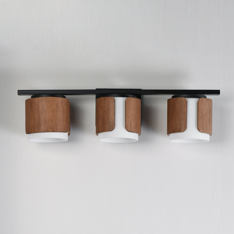 Draughtsman 3 Light Bath Vanity Light in Walnut / Black