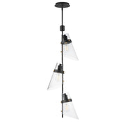 Finch 3 Light Vertical Chandelier in Dark Bronze / Antique Brass