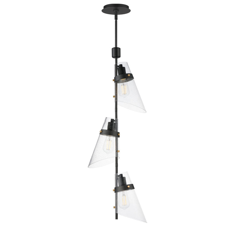 Finch 3 Light Vertical Chandelier in Dark Bronze / Antique Brass