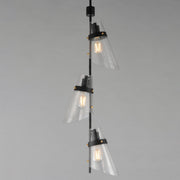 Finch 3 Light Vertical Chandelier in Dark Bronze / Antique Brass