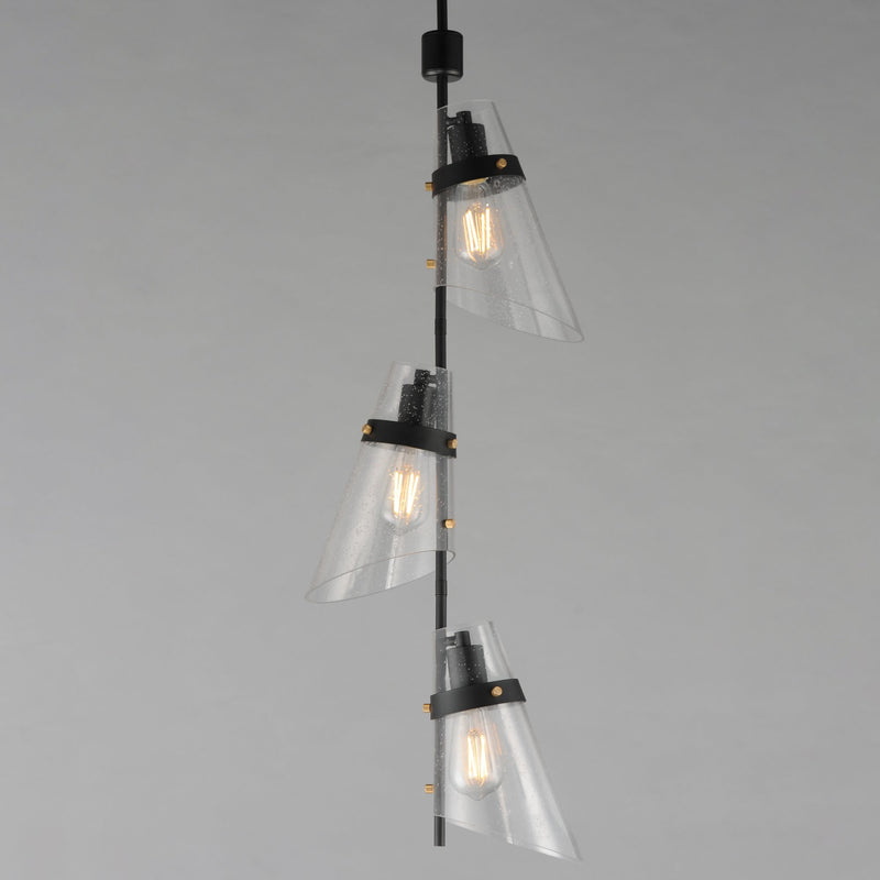 Finch 3 Light Vertical Chandelier in Dark Bronze / Antique Brass